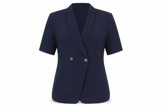 Front view of Luisa Calvino women’s blue jacket blazer, size UK 12, button - lightweight