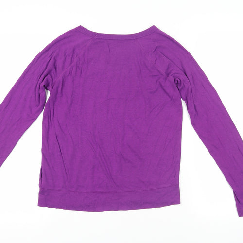 Gap Womens Purple Cotton Basic T-Shirt Size S Round Neck