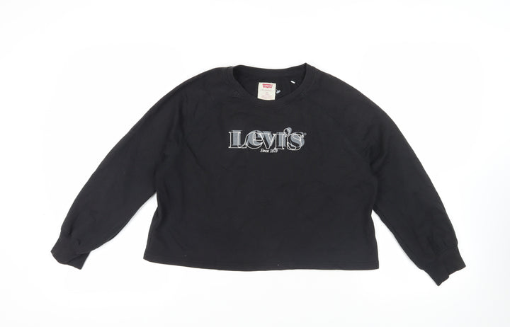Levi's Girls Black Cotton Pullover Sweatshirt Size 12 Years Pullover - Logo
