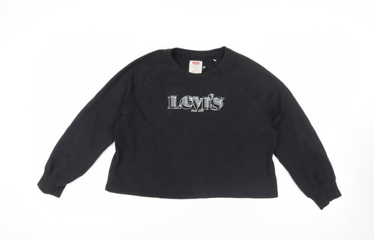 Levi's Girls Black Cotton Pullover Sweatshirt Size 12 Years Pullover - Logo