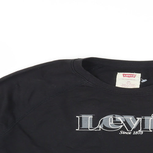 Levi's Girls Black Cotton Pullover Sweatshirt Size 12 Years Pullover - Logo