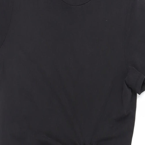 Michelle Keegan Womens Black Modal T-Shirt Dress Size 10 Crew Neck Pullover - Ruched Detail