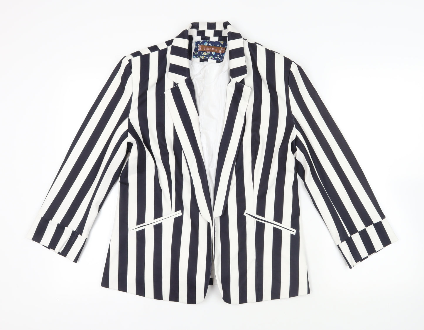 Jolie Moi Womens Blue Striped Jacket Blazer Size 14 - Open