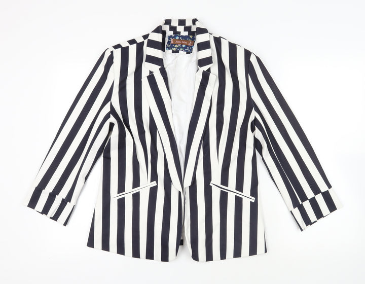 Jolie Moi Womens Blue Striped Jacket Blazer Size 14 - Open