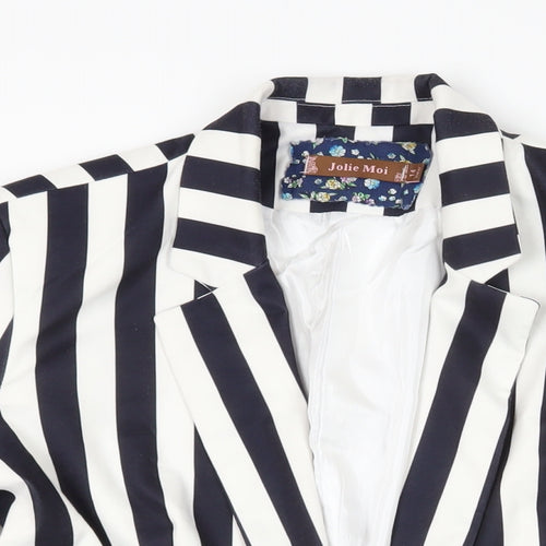 Jolie Moi Womens Blue Striped Jacket Blazer Size 14 - Open