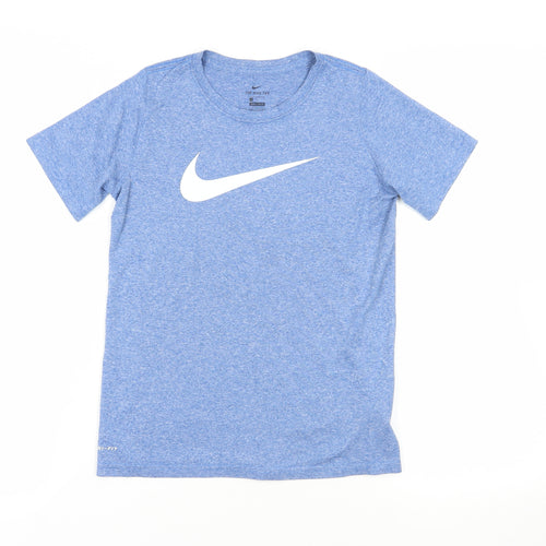 Nike Girls Blue Polyester Pullover T-Shirt Size M Crew Neck Pullover - Logo