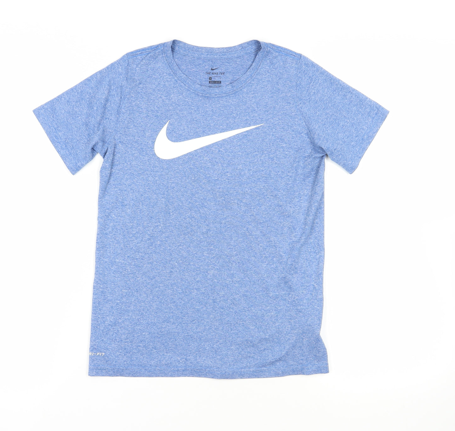 Nike Girls Blue Polyester Pullover T-Shirt Size M Crew Neck Pullover - Logo