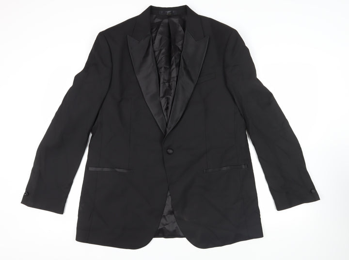 Marks and Spencer Mens Black Polyester Tuxedo Suit Jacket Size 44 Regular