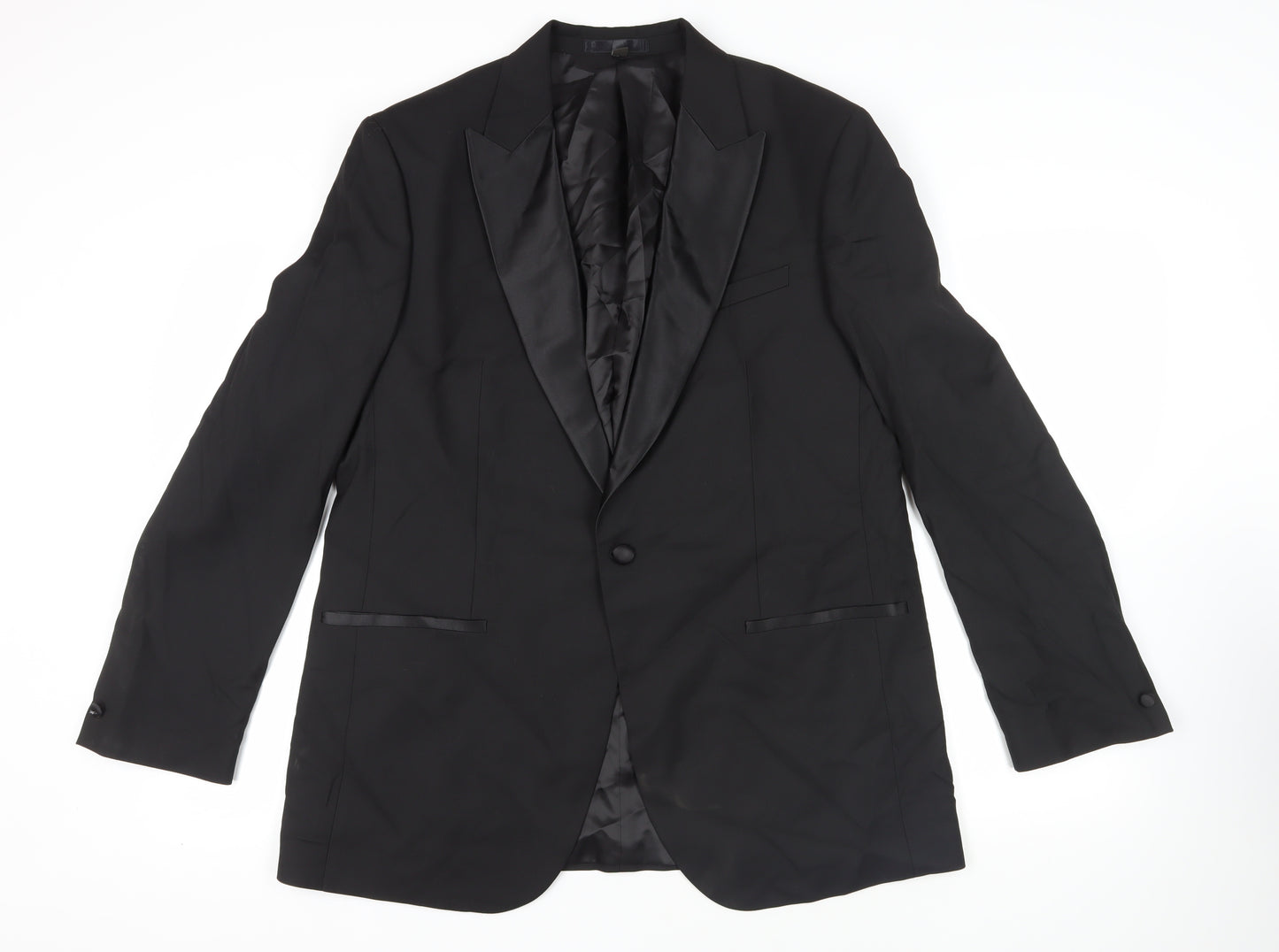 Marks and Spencer Mens Black Polyester Tuxedo Suit Jacket Size 44 Regular