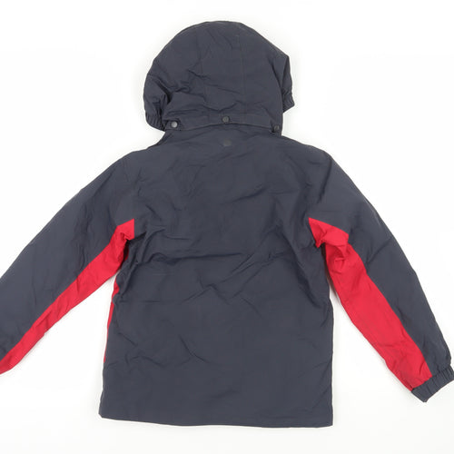 Mountain Warehouse Boys Blue Colourblock Windbreaker Jacket Size 9-10 Years Zip - Hooded Waterproof Technical Logo