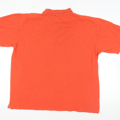 Cotton Traders Mens Orange Cotton Polo Size XL Collared Button - Logo