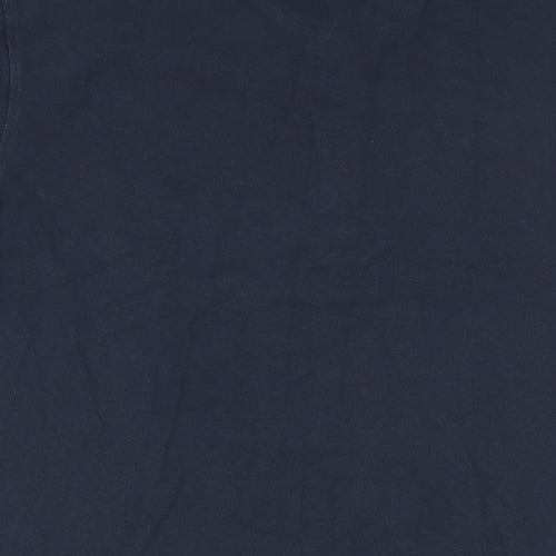 Bench Mens Blue Cotton Polo Size L Collared Button - Logo Contrasting Trim