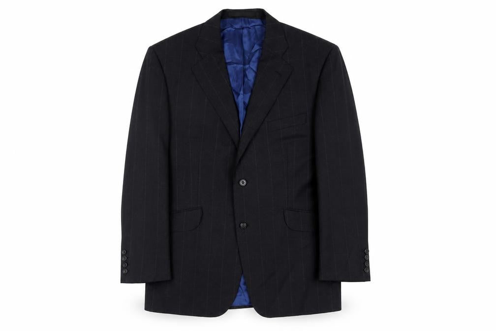 Front view of Marks & Spencer men’s grey check wool jacket suit jacket, size 44, regular