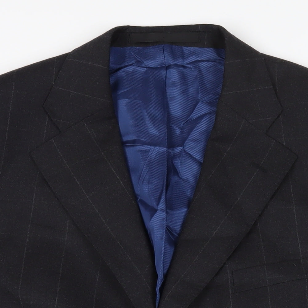 Marks and Spencer Mens Grey Check Wool Jacket Suit Jacket Size 44 Regular