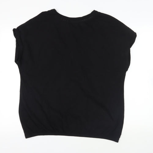 NEXT Womens Black Cotton Basic T-Shirt Size 20 V-Neck - Lace Detail