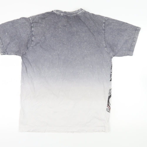 NEXT Mens Grey Cotton T-Shirt Size M Crew Neck - Skull Snake