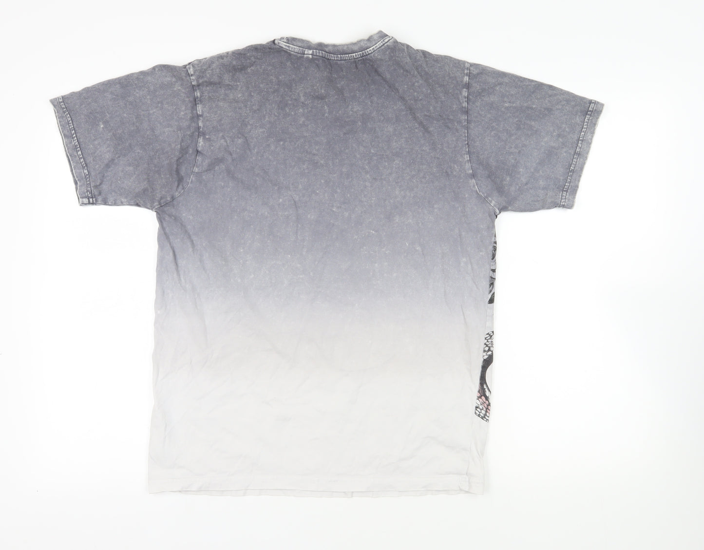 NEXT Mens Grey Cotton T-Shirt Size M Crew Neck - Skull Snake