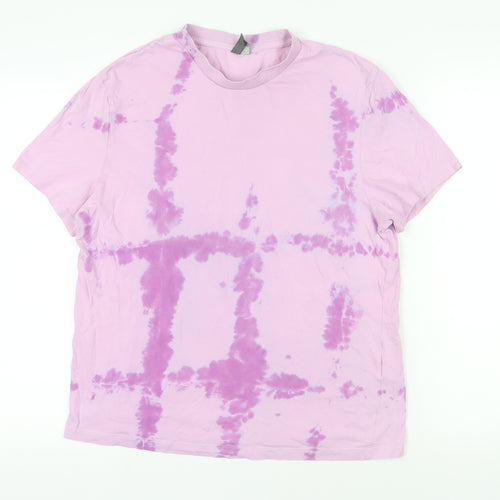 ASOS Womens Purple Cotton Basic T-Shirt Size L Crew Neck - Tie-Dye