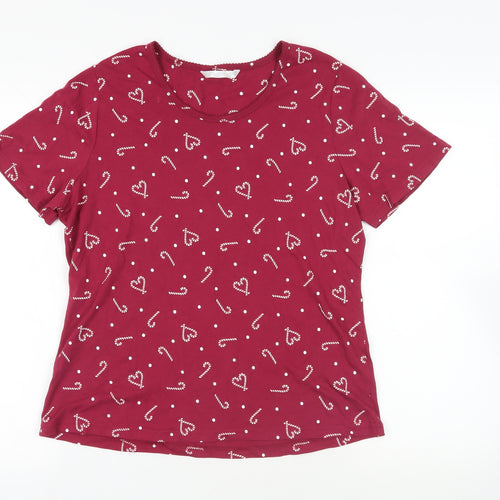Bonmarché Womens Purple Geometric Cotton Top Pyjama Top Size 12 - Candy Cane