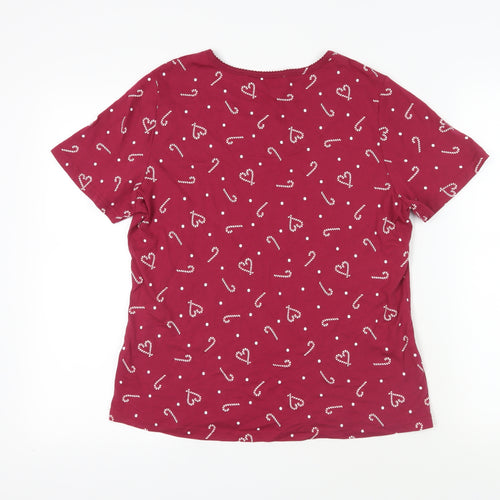 Bonmarché Womens Purple Geometric Cotton Top Pyjama Top Size 12 - Candy Cane