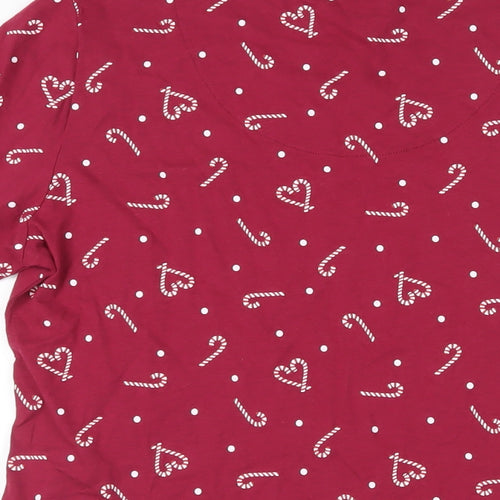 Bonmarché Womens Purple Geometric Cotton Top Pyjama Top Size 12 - Candy Cane