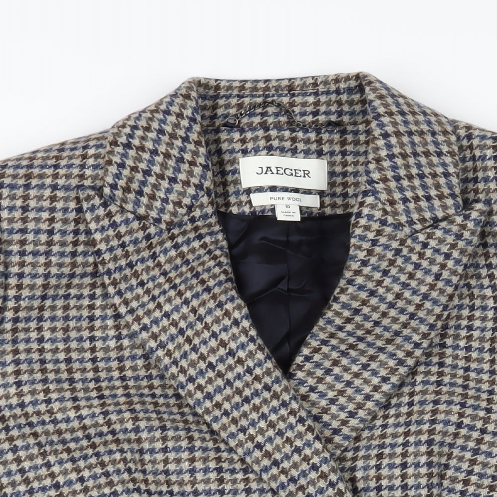 Jaeger Womens Grey Geometric Jacket Blazer Size 10 Button