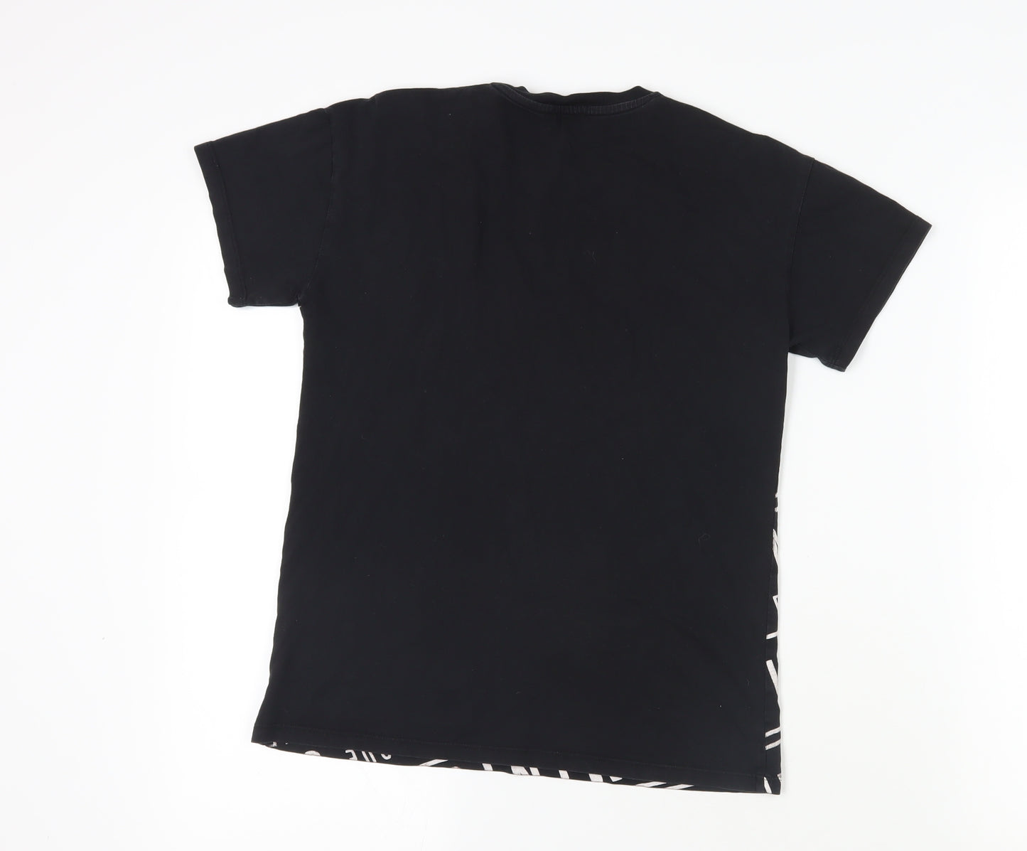 River Island Girls Black Cotton Pullover T-Shirt Size 9-10 Years Crew Neck Pullover - Logo Embellished