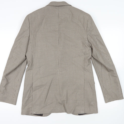 Marks and Spencer Mens Beige Geometric Polyester Jacket Suit Jacket Size 38 Regular