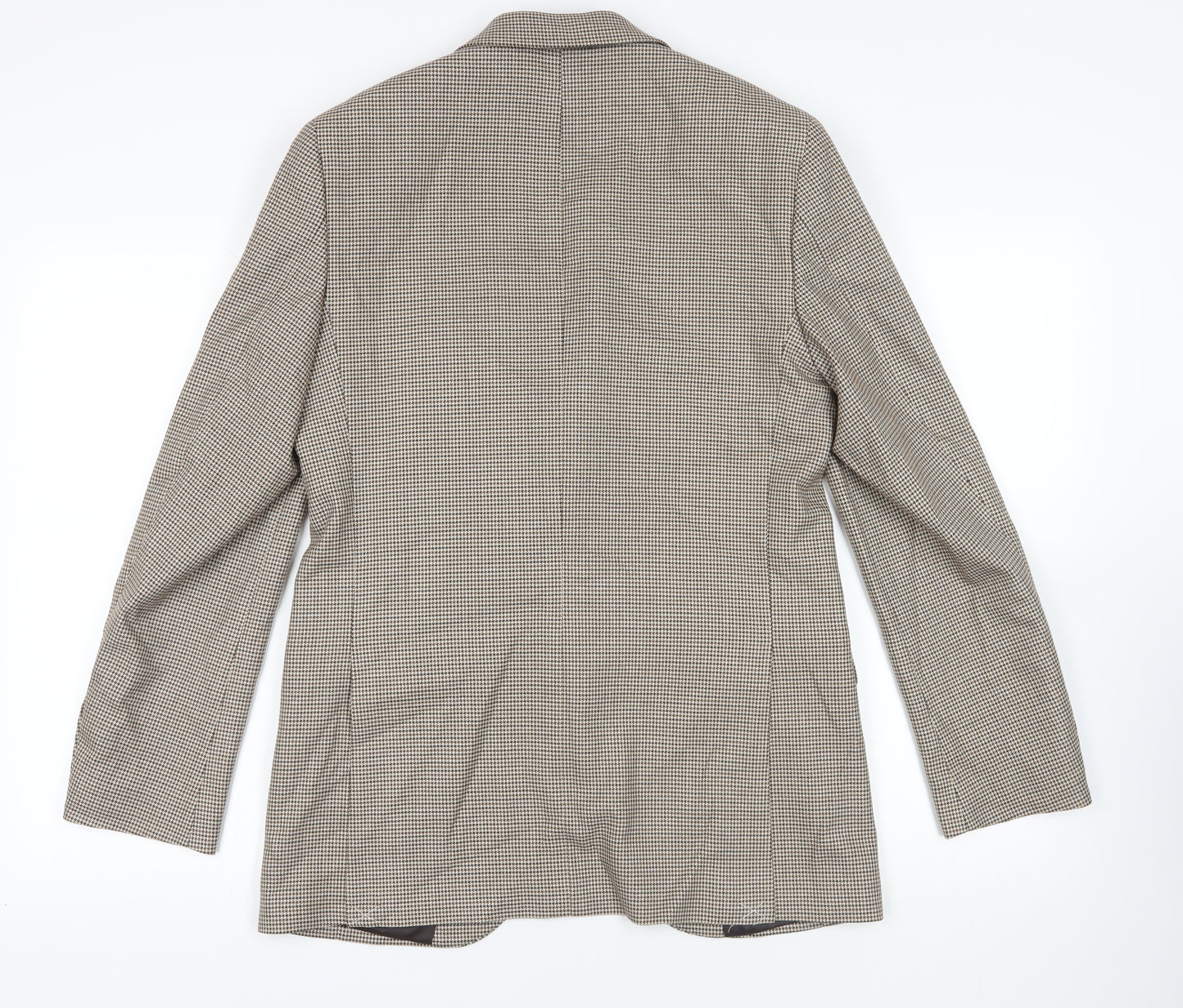 Marks and Spencer Mens Beige Geometric Polyester Jacket Suit Jacket Size 38 Regular