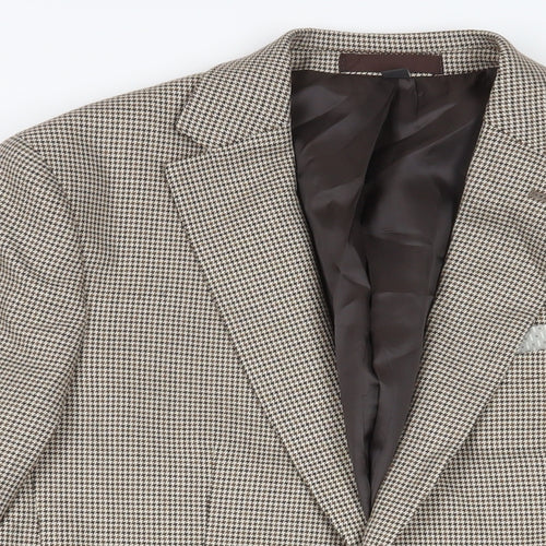 Marks and Spencer Mens Beige Geometric Polyester Jacket Suit Jacket Size 38 Regular