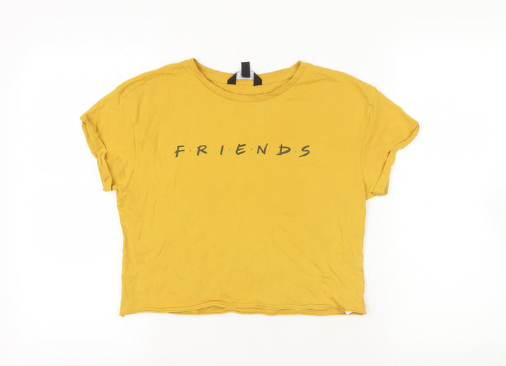 New Look Girls Yellow Cotton Basic T-Shirt Size 14-15 Years Crew Neck Pullover - Friends