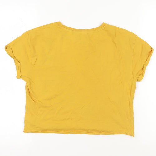 New Look Girls Yellow Cotton Basic T-Shirt Size 14-15 Years Crew Neck Pullover - Friends