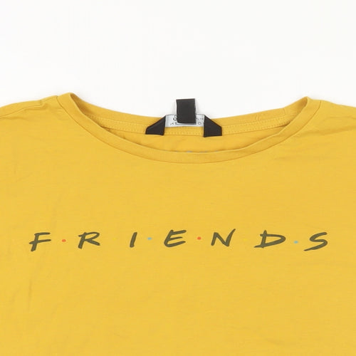 New Look Girls Yellow Cotton Basic T-Shirt Size 14-15 Years Crew Neck Pullover - Friends