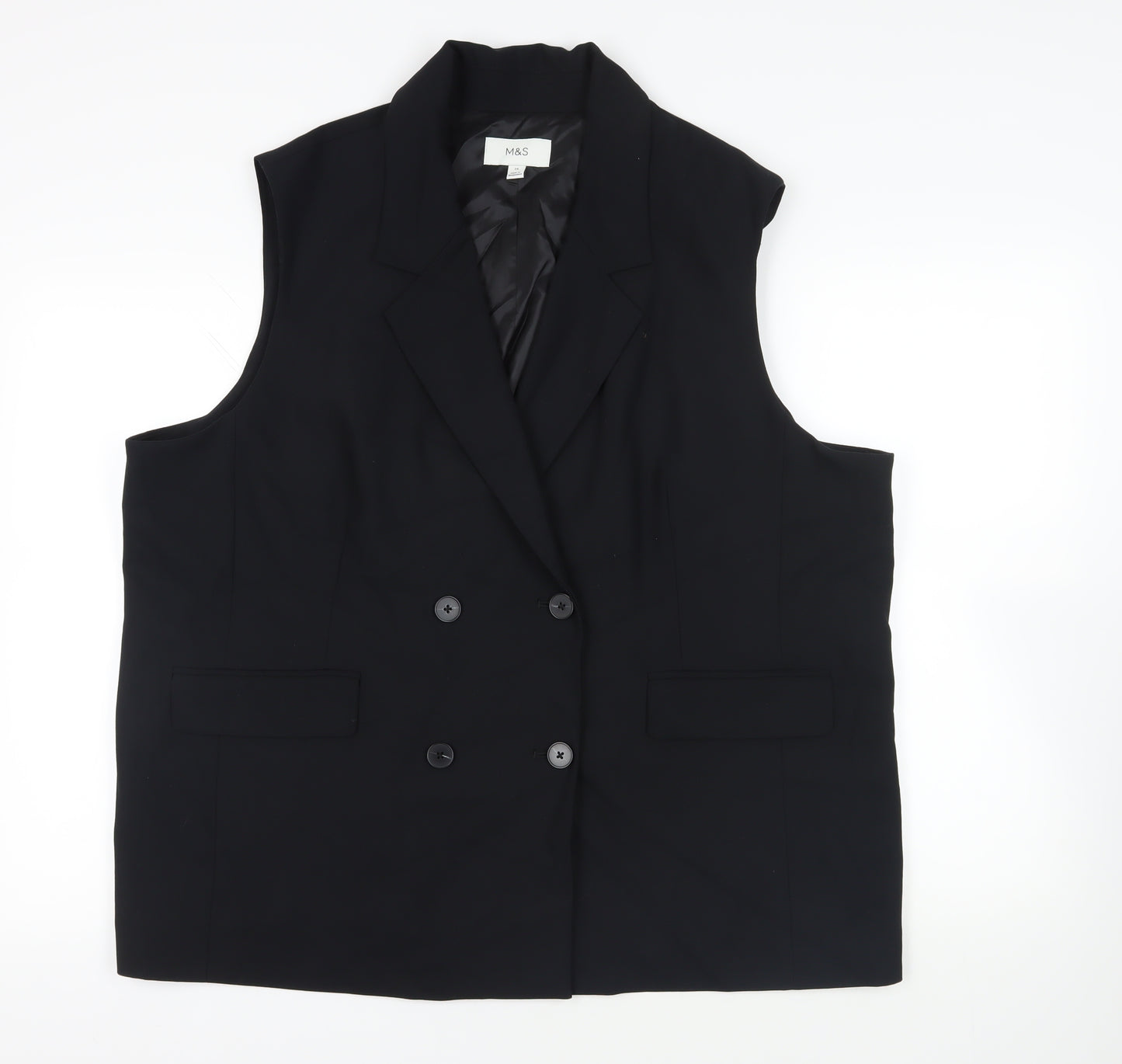 Marks and Spencer Womens Black Jacket Waistcoat Size 24 Button