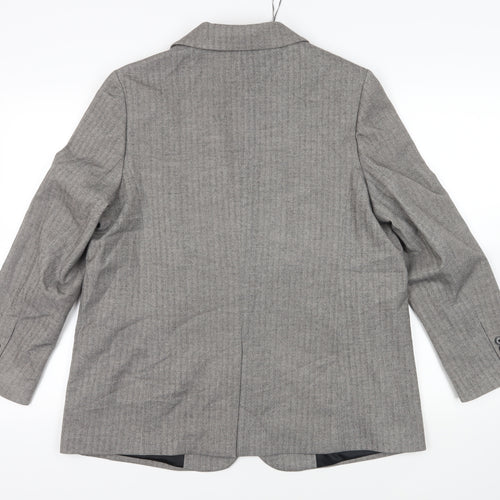 Marks and Spencer Womens Grey Herringbone Jacket Blazer Size 16 Button