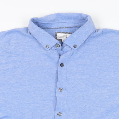 NEXT Mens Blue Cotton Button-Up Size L Collared Button