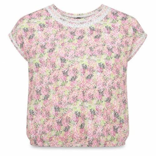 NEXT Womens Multicoloured Floral Cotton Basic T-Shirt Size 12 Round Neck - Lace Detail