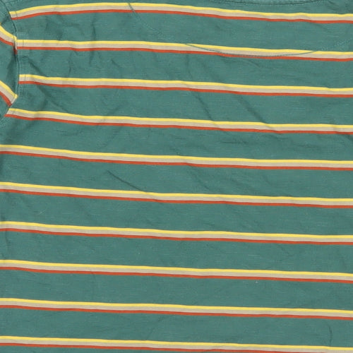 John Lewis Boys Green Striped Cotton Pullover T-Shirt Size 9 Years Crew Neck Pullover