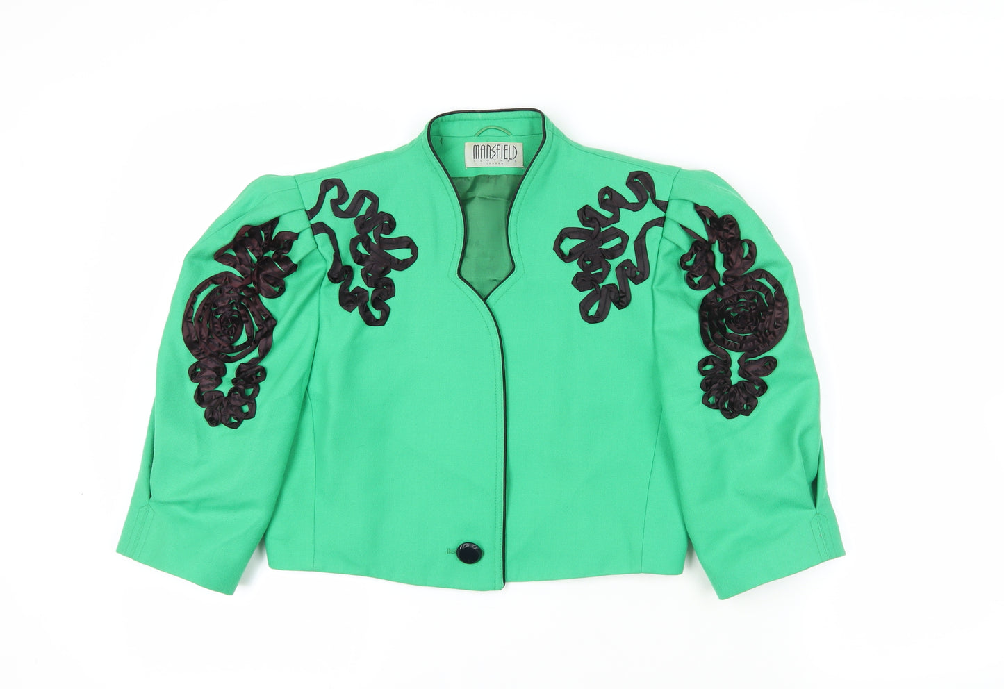 Mansfield Womens Green Jacket Size 12 Button - Appliqué