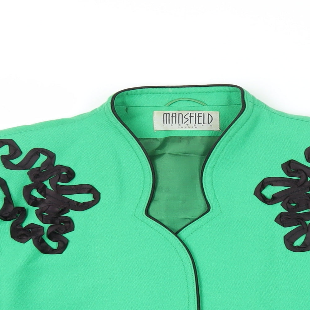 Mansfield Womens Green Jacket Size 12 Button - Appliqué