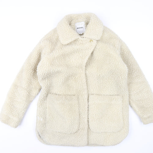 Monki Womens Ivory Overcoat Coat Size XS Button