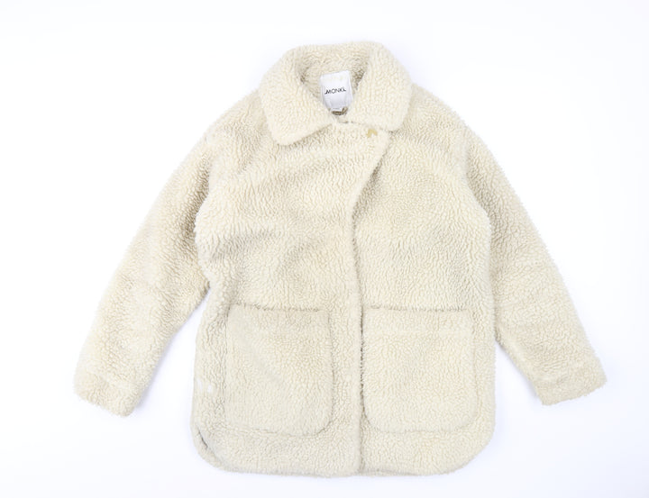 Monki Womens Ivory Overcoat Coat Size XS Button
