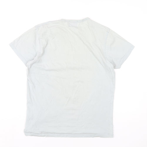JACK & JONES Mens Grey Cotton T-Shirt Size L Round Neck