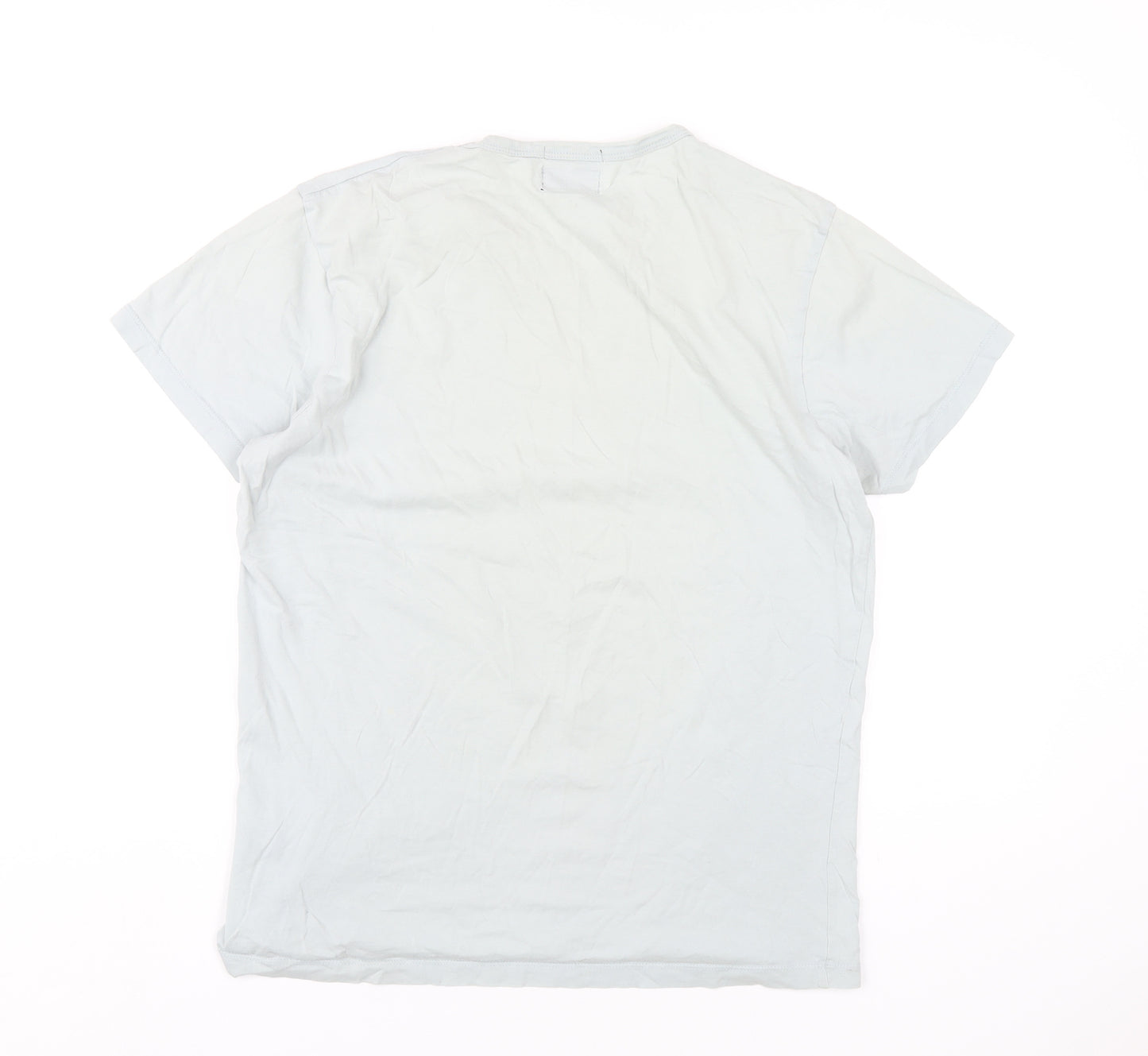 JACK & JONES Mens Grey Cotton T-Shirt Size L Round Neck