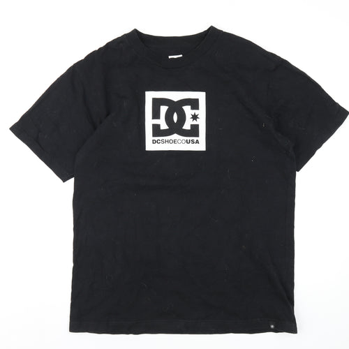 DC Shoes Mens Black Cotton T-Shirt Size L Round Neck
