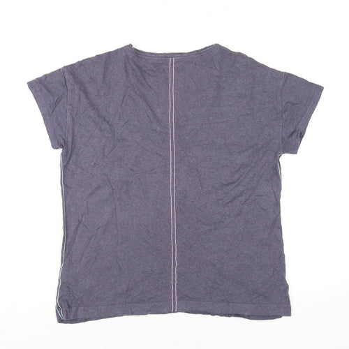 White Stuff Womens Blue Linen Basic T-Shirt Size 10 V-Neck
