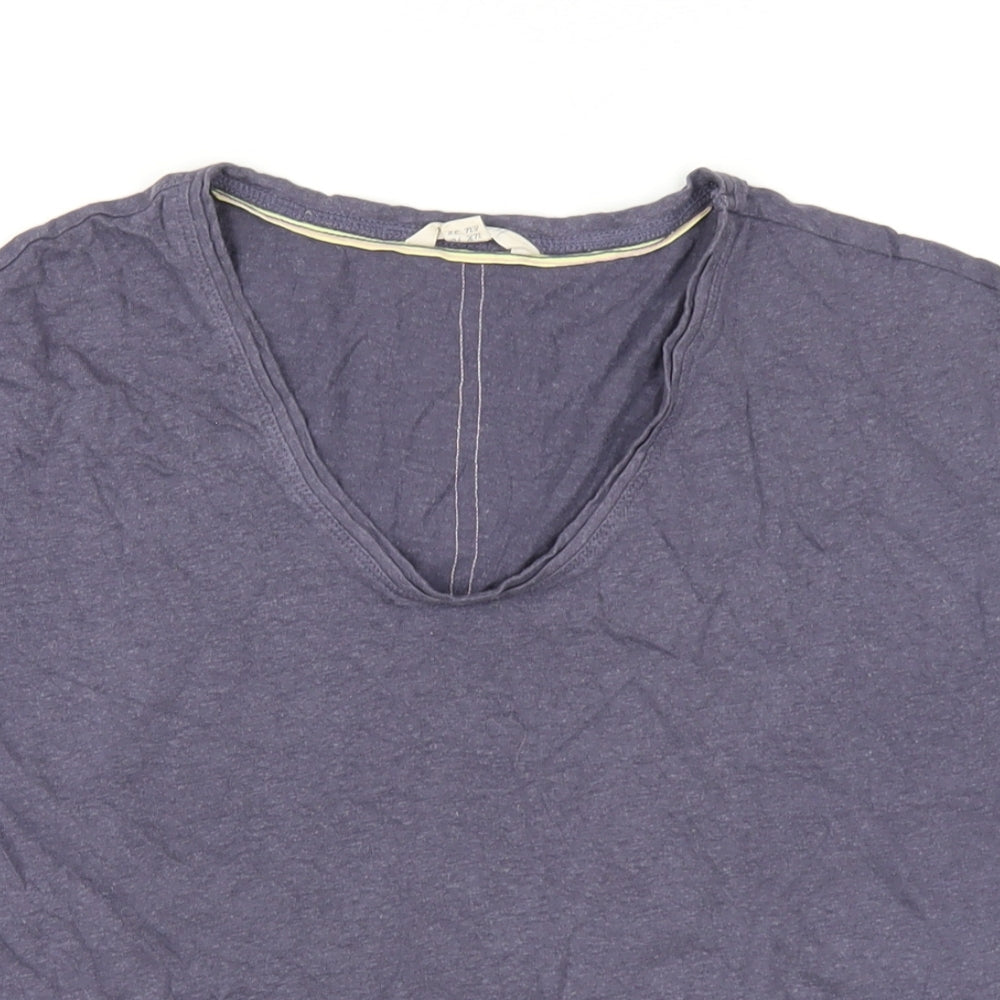 White Stuff Womens Blue Linen Basic T-Shirt Size 10 V-Neck
