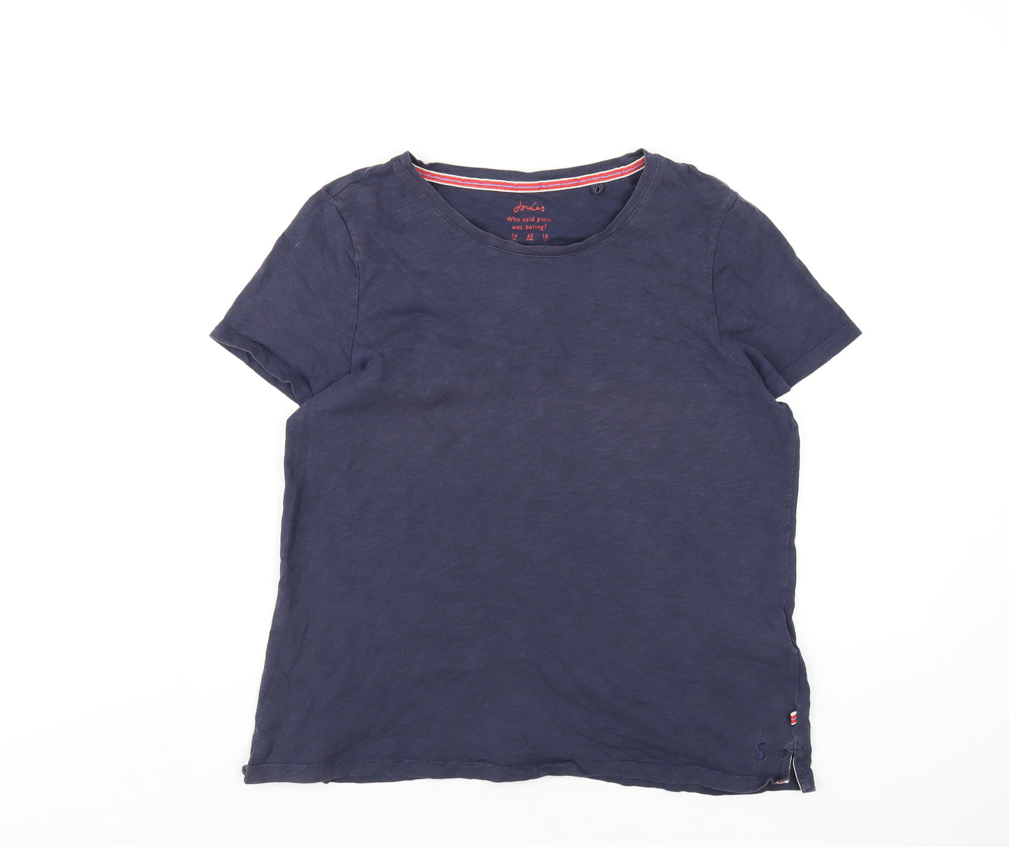 Joules Womens Blue Cotton Basic T-Shirt Size 14 Round Neck