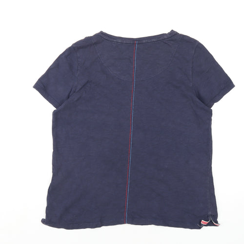 Joules Womens Blue Cotton Basic T-Shirt Size 14 Round Neck