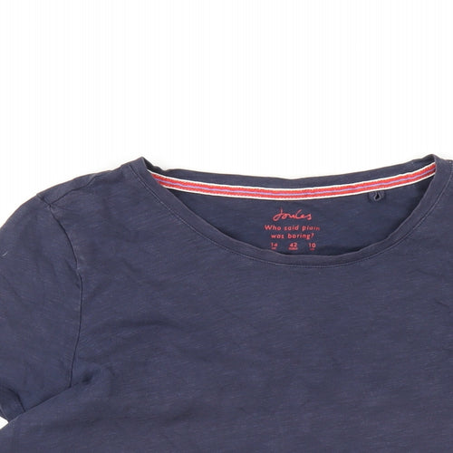 Joules Womens Blue Cotton Basic T-Shirt Size 14 Round Neck